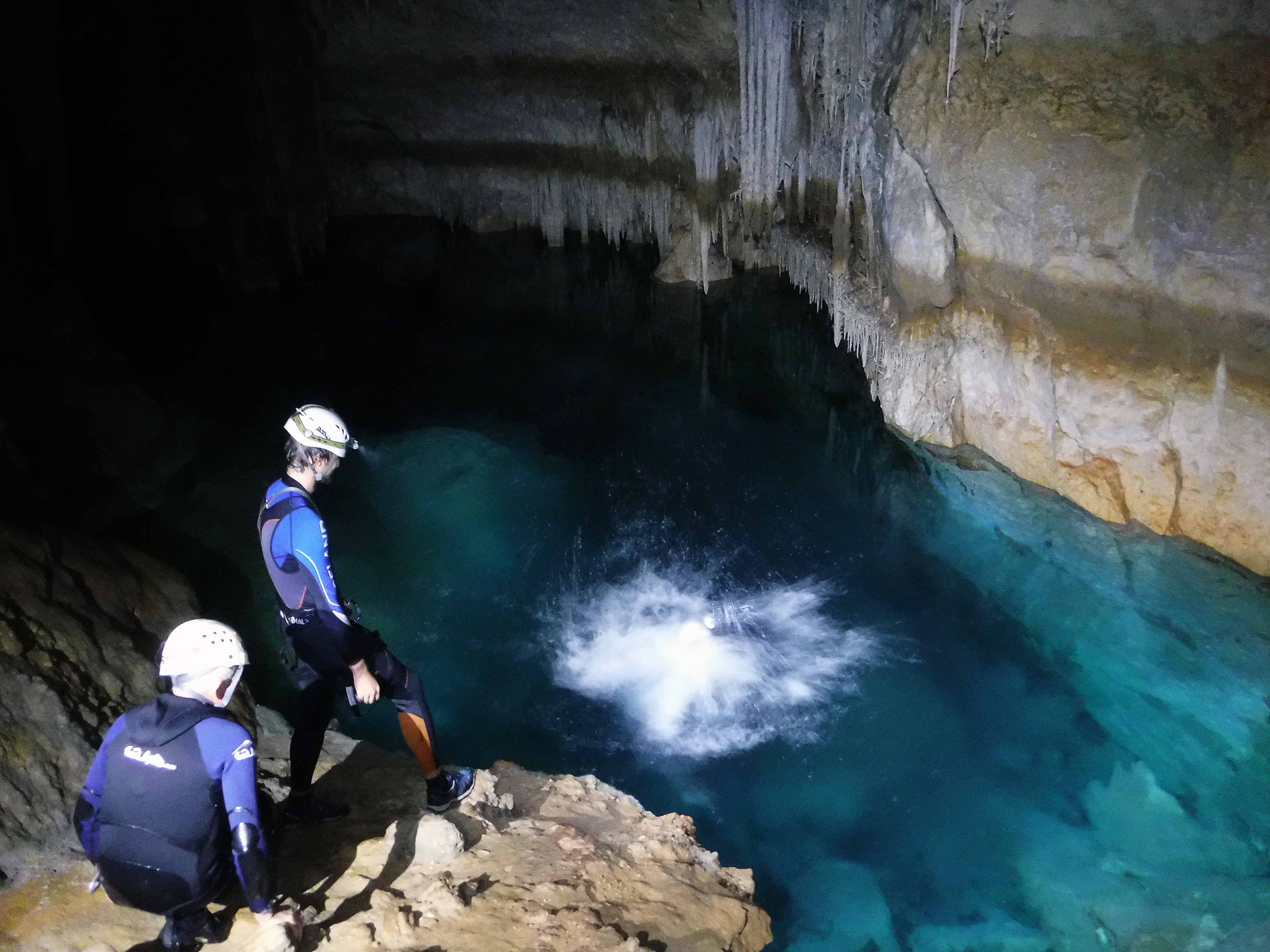 Sea caving in Mallorca, Spain.